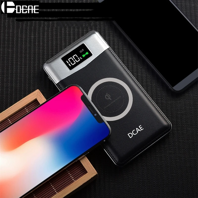 DCAE Qi Беспроводное зарядное устройство внешний аккумулятор 10000 мАч с USB зарядкой