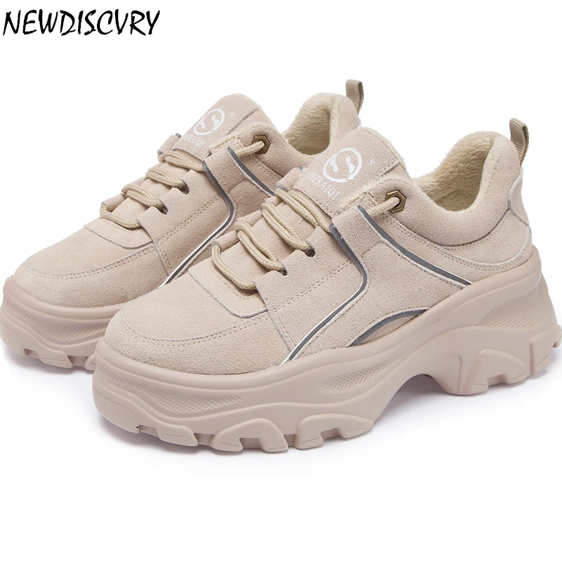 NEWDISCVRY Genuine Leather Women's Chunky Sneakers Winter Warm Women Platform Shoes Fashion Thick Sole Ladies Flat Dad Footwear
NEWDISCVRY Genuine Leather Women's Chunky Sneakers Winter Warm Women Platform Shoes Fashion Thick Sole Ladies Flat Dad Footwear