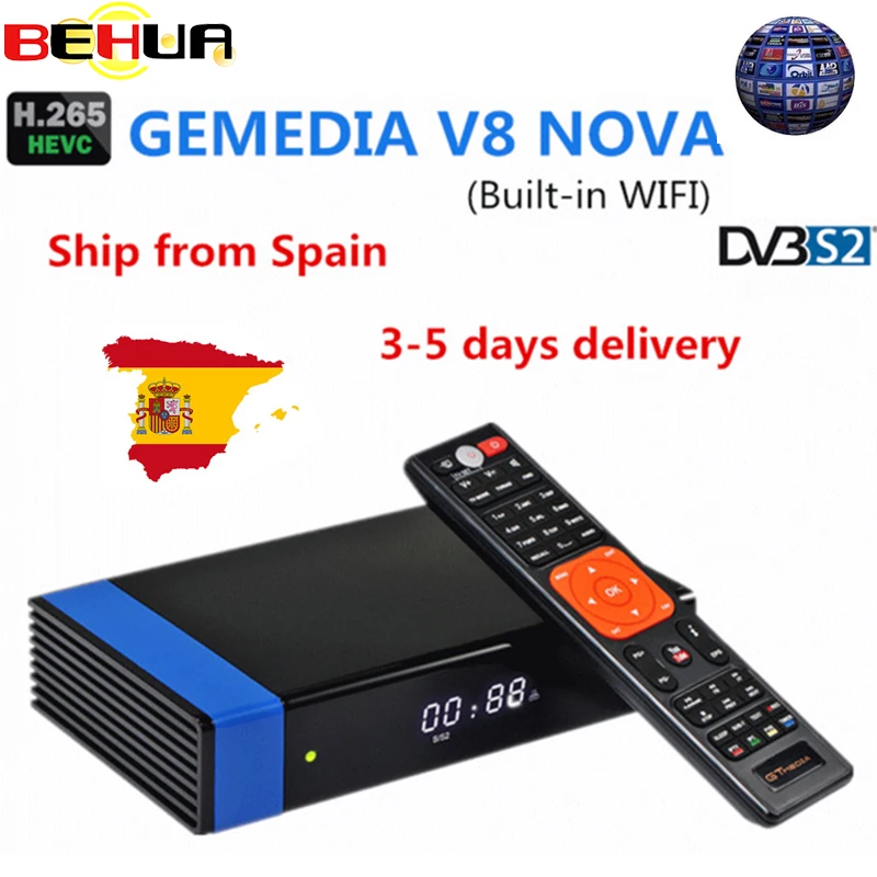 V8 Nova Blue DVB-S2 Satellite Receiver digital with 1 Year Europe 7clines Full HD 1080P H.265 4k Spain Poland UK Germany decoder
V8 Nova Blue DVB-S2 Satellite Receiver digital with 1 Year Europe 7clines Full HD 1080P H.265 4k Spain Poland UK Germany decoder