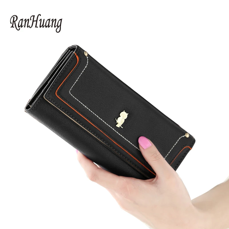 Womens Owl Print Canvas Photo Credit Card Holder Purse Ladies Flap Wallet