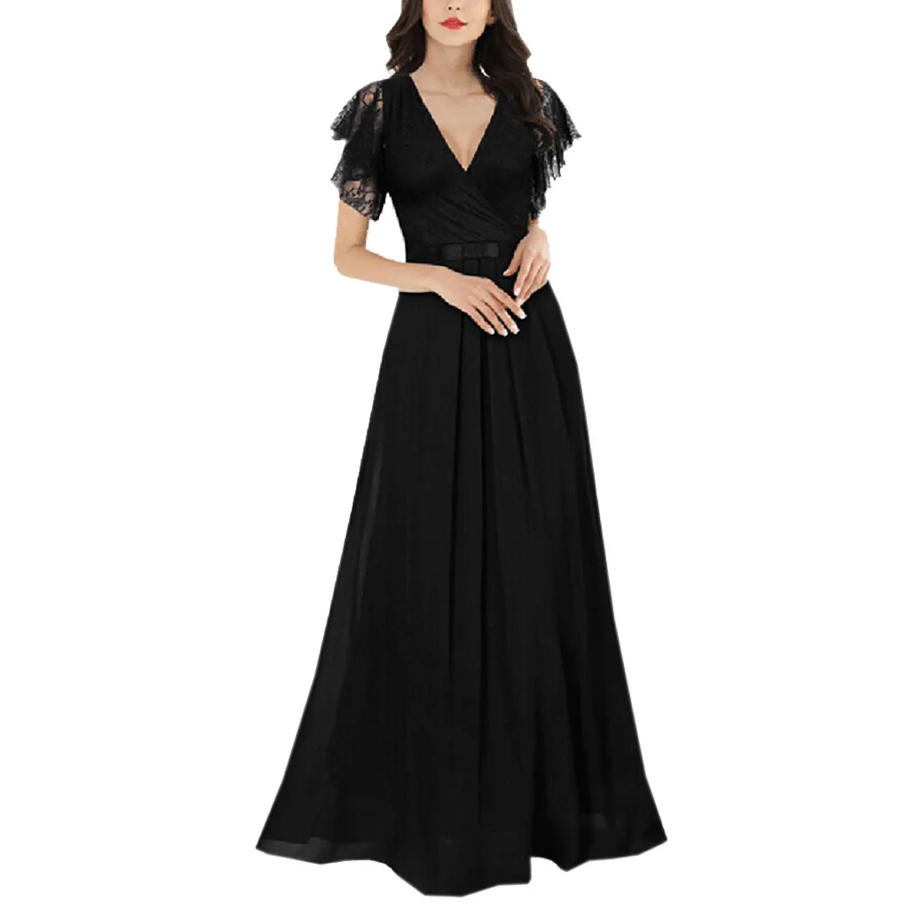 S-2XLWomens Lace Chiffon Patchwork V-Neck Dress Bow Party Formal Long Maxi Dress Women Short Sleeve A Line vestidos woman-30
S-2XLWomens Lace Chiffon Patchwork V-Neck Dress Bow Party Formal Long Maxi Dress Women Short Sleeve A Line vestidos woman-30