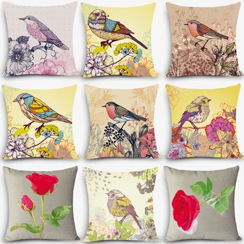 Cheap car seat linen cushion Nordic Vintage outdoor chair cushions home decor Bird flower paint 45x45cm pillow pillowcase MYJ-I1 
Cheap car seat linen cushion Nordic Vintage outdoor chair cushions home decor Bird flower paint 45x45cm pillow pillowcase MYJ-I1