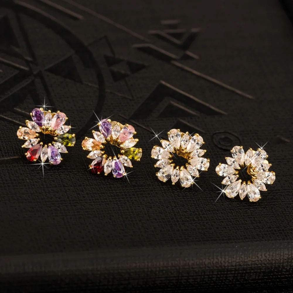 Cute Romantic Lovely Clear Stone Flower Shape Convenient Simple Stud Earrings Copper Cubic Zirconia For Women Party Jewelry
Cute Romantic Lovely Clear Stone Flower Shape Convenient Simple Stud Earrings Copper Cubic Zirconia For Women Party Jewelry