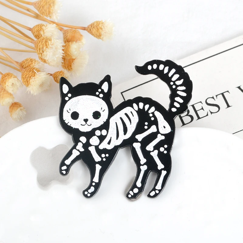 Cat Skeleton Brooches And Punk Pins White And Black Colors New Arrival Personality Backpack Denim Skirt Halloween Gift
Cat Skeleton Brooches And Punk Pins White And Black Colors New Arrival Personality Backpack Denim Skirt Halloween Gift
