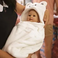 Comfortable Baby Bathrobe Cute Animal Cartoon Babies Blanket Kids Hooded Bathrobe Toddler Baby Bath Towel image