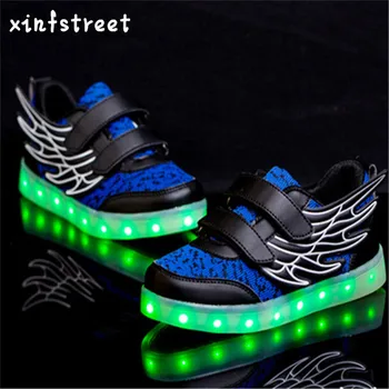Size 25-35 Fashion Boys Girls USB Charging Luminous Sneakers PU Hook & Loop Lighing Children Shoes Wing
Size 25-35 Fashion Boys Girls USB Charging Luminous Sneakers PU Hook & Loop Lighing Children Shoes Wing