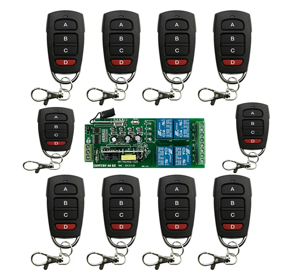 AC85V 110V 220V 250V 4CH RF Wireless Remote Control Relay Switch Security System Garage Doors Gate Electric Doors lamp/ window
AC85V 110V 220V 250V 4CH RF Wireless Remote Control Relay Switch Security System Garage Doors Gate Electric Doors lamp/ window