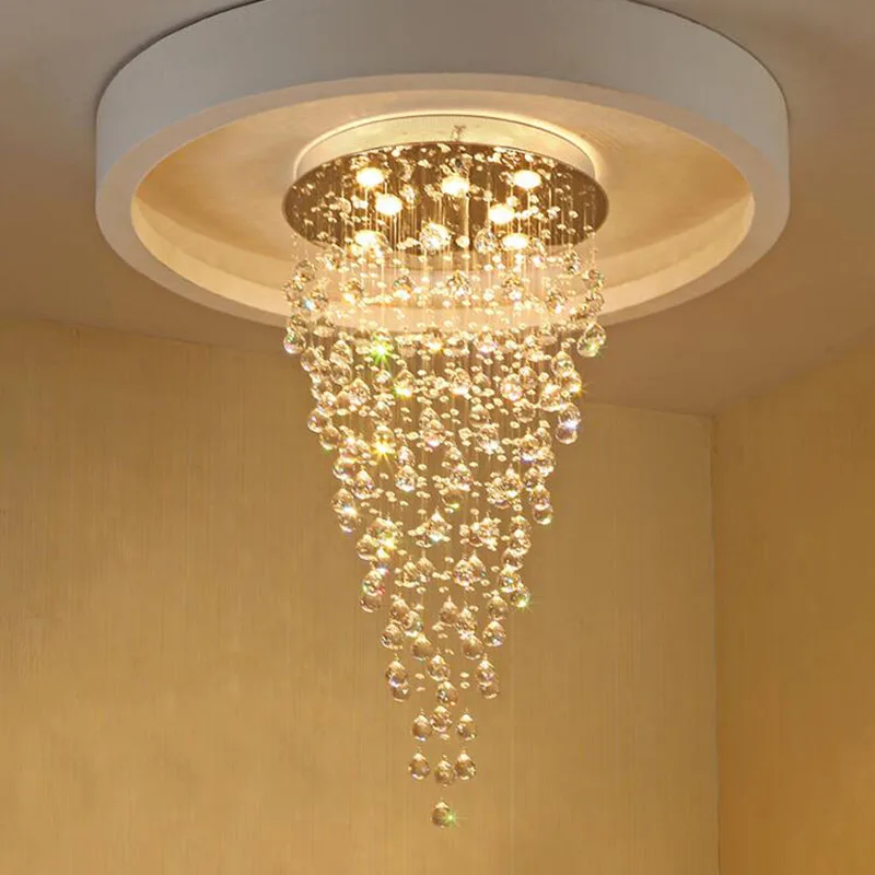 

New modern Led K9 crystal chandelier lamp round lamp hanging lamps room stair lights Ceiling Lamp