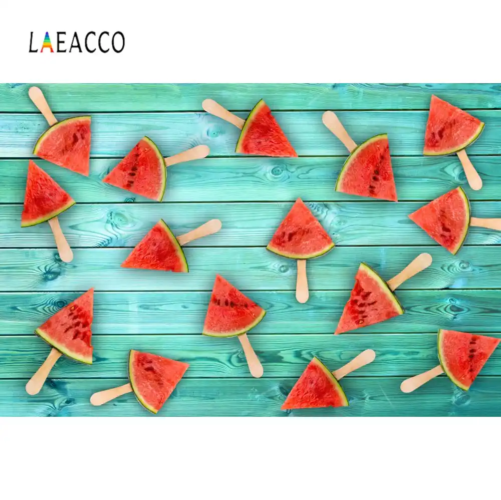 Laeacco 写真の背景スイカ木製ボードケーキ食品壁紙ベビーパターン夏の写真撮影の背景写真スタジオ Gooum