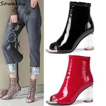 New Sale Vogue PVC Women Boots Sexy Leopard Print Plastic Clear Transparent Ankle Bootie Celebrity Peep Toe Crystal High Heels
New Sale Vogue PVC Women Boots Sexy Leopard Print Plastic Clear Transparent Ankle Bootie Celebrity Peep Toe Crystal High Heels