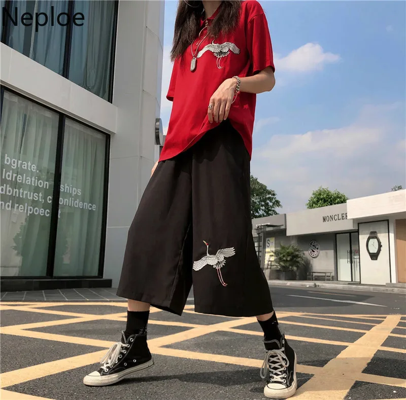 Neploe Japanese Harajuku Set Crane Embroidery Zipper Pullover Red T Shirt + Stretch Waist Wide Leg Pants Women Causal Sets 53382
Neploe Japanese Harajuku Set Crane Embroidery Zipper Pullover Red T Shirt + Stretch Waist Wide Leg Pants Women Causal Sets 53382