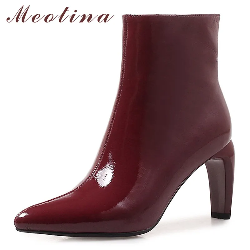 Meotina Genuine Leather Ankle Boots Women Zipper Thick High Heel Short Boots Real Leather Pointed Toe Shoes Female Fall Size 42
Meotina Genuine Leather Ankle Boots Women Zipper Thick High Heel Short Boots Real Leather Pointed Toe Shoes Female Fall Size 42