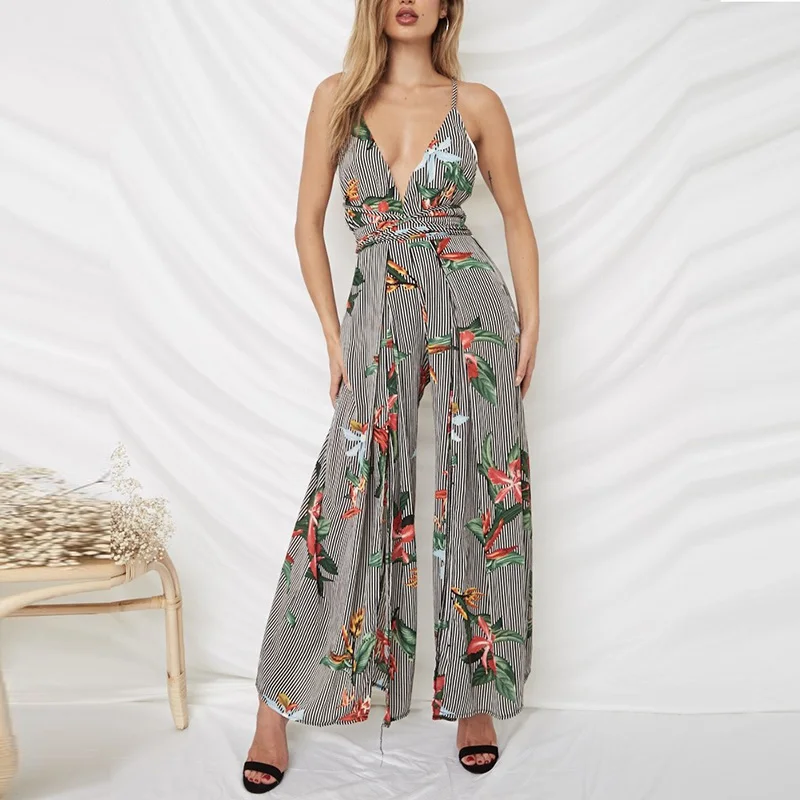 Lily Rosie Girl 2018 New arrival striped jumpsuit V Neck sexy women romper Summer backless cross strap vintage wide leg playsuit
Lily Rosie Girl 2018 New arrival striped jumpsuit V Neck sexy women romper Summer backless cross strap vintage wide leg playsuit