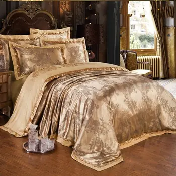Jacquard Silk Satin Bedding Set Queen King Size, 6pcs Adult Doona Quilt/Duvet Cover Home Textile Bedclothes Bed Sheet Cotton
Jacquard Silk Satin Bedding Set Queen King Size, 6pcs Adult Doona Quilt/Duvet Cover Home Textile Bedclothes Bed Sheet Cotton