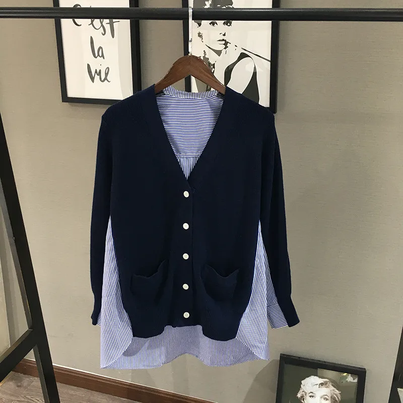 Luxury Designer Brand Knitted Sweater for Women V Neck Vintage Striped Stitching Shirt Loose Knitted Cardigans Sweater
Luxury Designer Brand Knitted Sweater for Women V Neck Vintage Striped Stitching Shirt Loose Knitted Cardigans Sweater