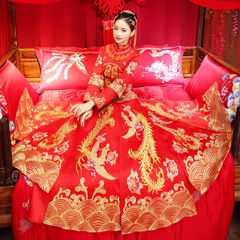 Oversize Classic Bride Wedding Cheongsam Chinese Style Embroidery Phoenix Qipao Oriental National Women Marriage Suit 3XL 4XL
Oversize Classic Bride Wedding Cheongsam Chinese Style Embroidery Phoenix Qipao Oriental National Women Marriage Suit 3XL 4XL