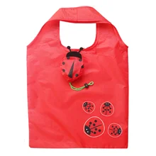 環境ハンドバッグ動物テントウ形状折りたたみショッピングバッグ再利用可能な折りたたみ食料品ナイロン大バッグドロップシッピン(China)