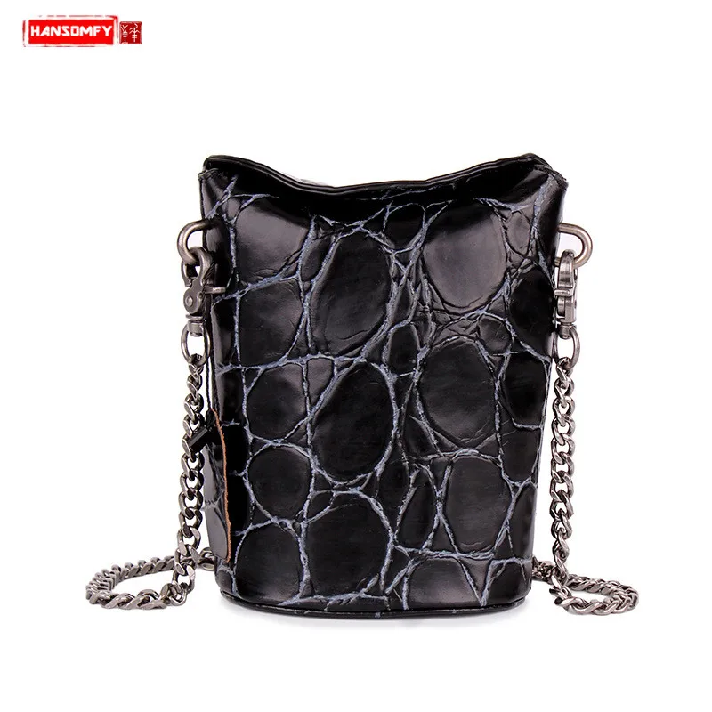 HANSOMFY New Genuine leather Women bucket bags top layer leather female chain shoulder messenger bag slung mobile phone bags
HANSOMFY New Genuine leather Women bucket bags top layer leather female chain shoulder messenger bag slung mobile phone bags
