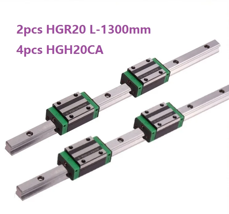 

2pcs China made HGR20 L-1300mm linear guide/rail + 4pcs HGH20CA linear narrow blocks for CNC router parts