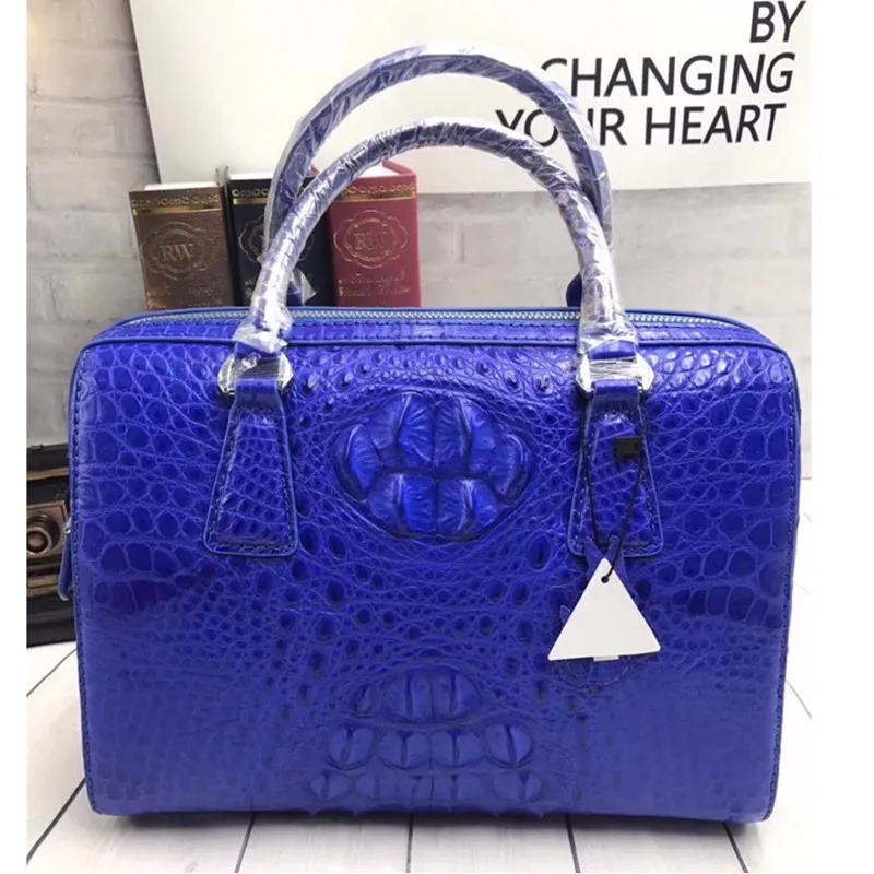 Classical Designer Genuine Alligator Skin Women's Royal Blue Boston Pillow Handbag Exotic Crocodile Leather Female Shoulder Bag
Classical Designer Genuine Alligator Skin Women's Royal Blue Boston Pillow Handbag Exotic Crocodile Leather Female Shoulder Bag