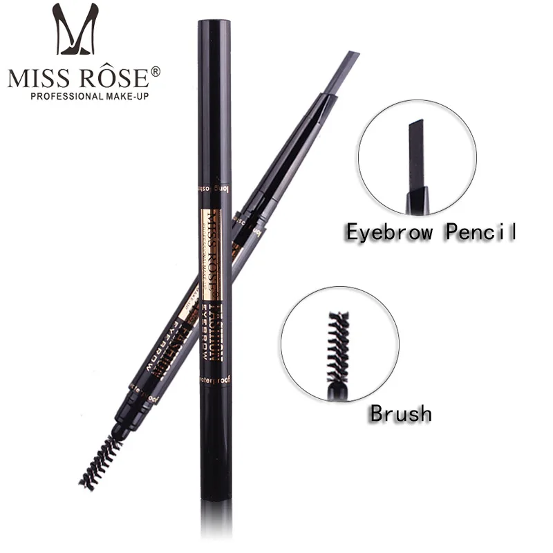 

MISS ROSE Double-end Waterproof Eyebrow Enhancers Pencils Smooth Pigments Long Lasting Black Brown Brand Eye Brow Pen Makeup
