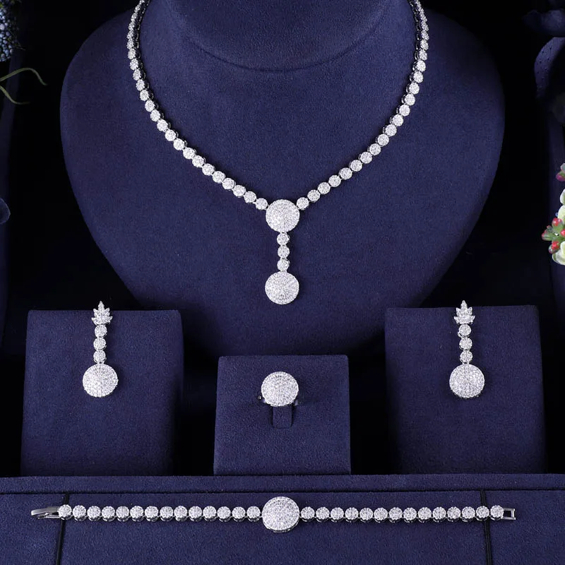 Luxury Women Jewels Elegant Shape Bridal CZ necklace earrings bracelet ring 4pcs Big Wedding Jewelry Sets For Bride
Luxury Women Jewels Elegant Shape Bridal CZ necklace earrings bracelet ring 4pcs Big Wedding Jewelry Sets For Bride
