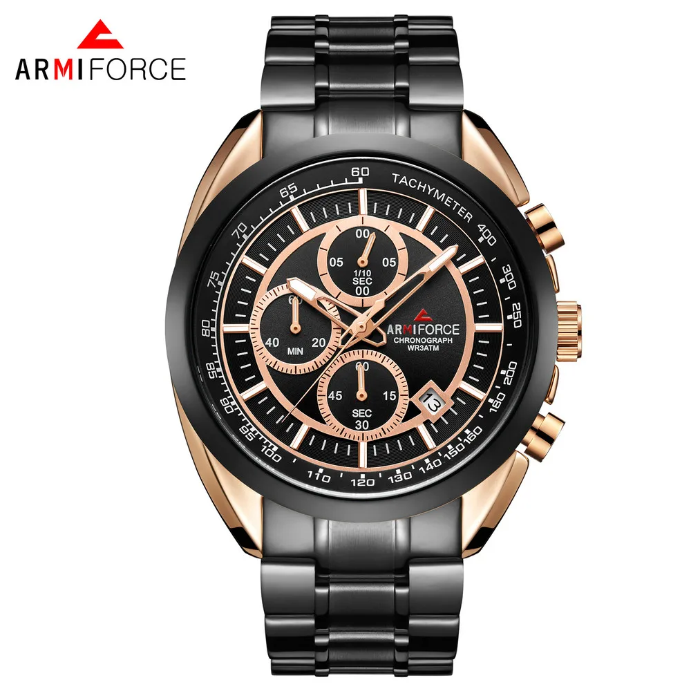 ARMIFORCE Fashion Chronograph Men Watches Stainless Steel Quartz Watch Auto Date Military Wristwatches Clock Montre Homme AF8009
ARMIFORCE Fashion Chronograph Men Watches Stainless Steel Quartz Watch Auto Date Military Wristwatches Clock Montre Homme AF8009