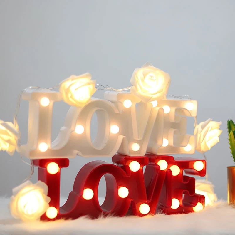 Романтическая 3D Светодиодная лампа с надписью Love теплый белый светодиодный