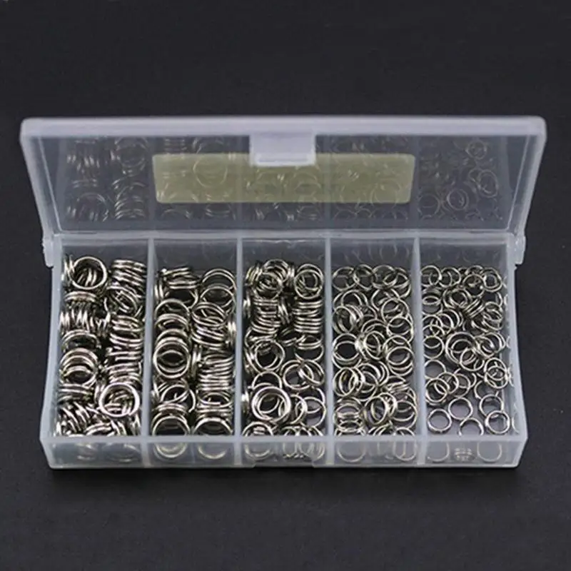 250pcs 5 Kinds Stainless Steel Fishing Split Rings Lure Solid Ring Double Loop Crank Bait Connectors Tackle Tool Kit with Box
250pcs 5 Kinds Stainless Steel Fishing Split Rings Lure Solid Ring Double Loop Crank Bait Connectors Tackle Tool Kit with Box