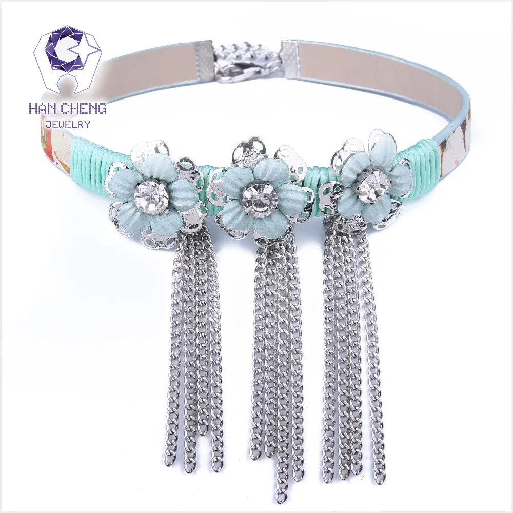 HanCheng New Fashion Tassel PU Belt Carved Silver Side Rhinestone Flower Choker Necklace Women Necklaces collar jewelry bijoux
HanCheng New Fashion Tassel PU Belt Carved Silver Side Rhinestone Flower Choker Necklace Women Necklaces collar jewelry bijoux