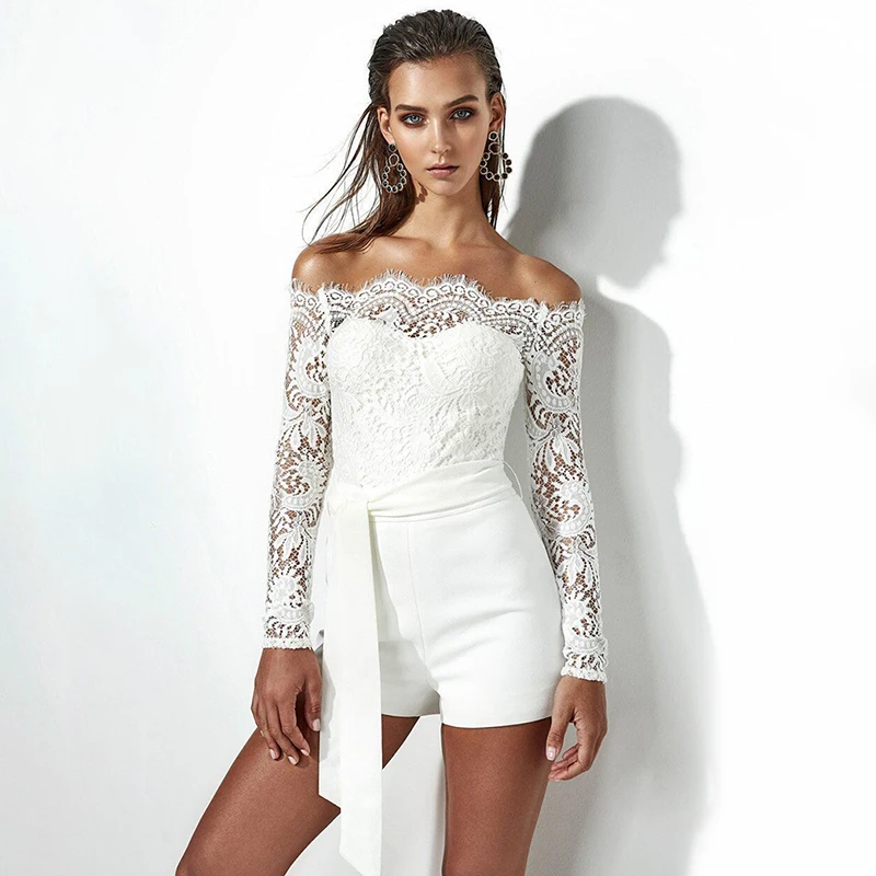 Lace Off Shoulder Bodysuit Women See Through Long Sleeve Skinny White Women Rompers Casual Feminino Jumpsuit Shorts Bodysuit
Lace Off Shoulder Bodysuit Women See Through Long Sleeve Skinny White Women Rompers Casual Feminino Jumpsuit Shorts Bodysuit