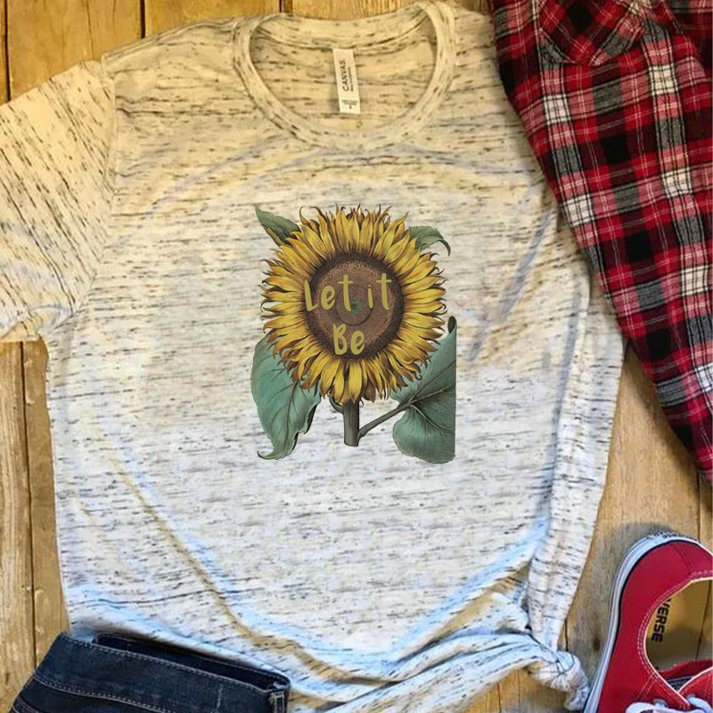 Women Casual T-shirts 2019 Polyester Round Neck Funny Print Sunflower T-shirt Tees Let It Be Tshirts Girls Gift Tops 90s 00s
Women Casual T-shirts 2019 Polyester Round Neck Funny Print Sunflower T-shirt Tees Let It Be Tshirts Girls Gift Tops 90s 00s