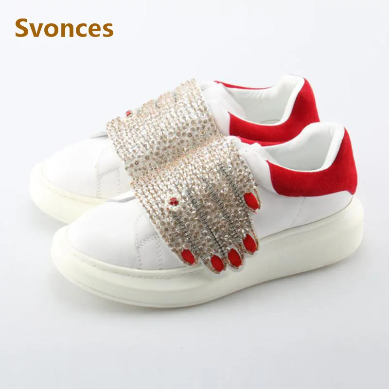 White Leather Women Sneaker Luxury Full Crystal Hand Shape Red Nail Platform Bottom Shoes Casual Woman Shoes Zapatillas Mujer
White Leather Women Sneaker Luxury Full Crystal Hand Shape Red Nail Platform Bottom Shoes Casual Woman Shoes Zapatillas Mujer