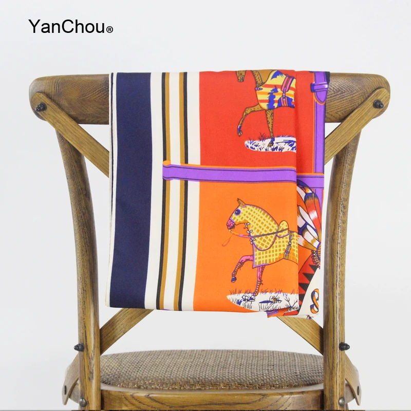 Women Horse Print Large Silk Twill Scarf Foulard Female Square Shawl Korean Woman Animal Printed Orange Scarf 100cm
Women Horse Print Large Silk Twill Scarf Foulard Female Square Shawl Korean Woman Animal Printed Orange Scarf 100cm