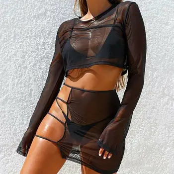 2019 Women Summer Sheer Mesh Bikini Set Crop Top Short Swimsuit Beachwear Solid Two-piece Suit
2019 Women Summer Sheer Mesh Bikini Set Crop Top Short Swimsuit Beachwear Solid Two-piece Suit