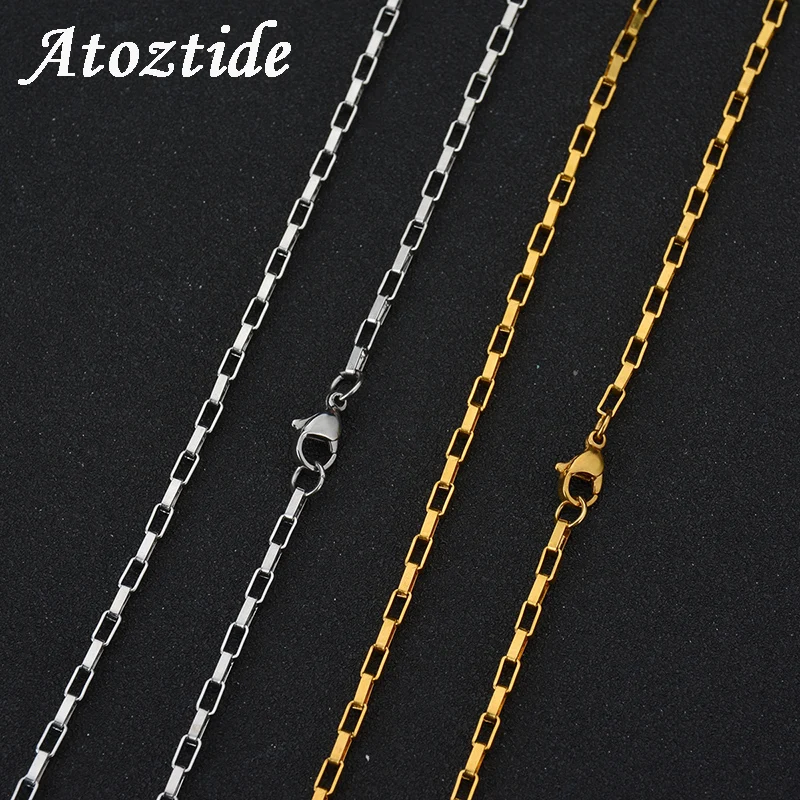 Atoztide 2.5mm 60cm Curb Cuban Stainless Steel Box Chain Necklace With Lobster Silver Gold Color Link Chain Jewelry Findings
Atoztide 2.5mm 60cm Curb Cuban Stainless Steel Box Chain Necklace With Lobster Silver Gold Color Link Chain Jewelry Findings