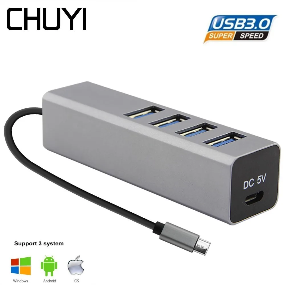 USB C Hub Multi OTG USB Type-C 3.0 Hub 4 Ports USB3.0 Splitter Adapter With DC 5V Power Port For MacBook Pro PC Accessories
USB C Hub Multi OTG USB Type-C 3.0 Hub 4 Ports USB3.0 Splitter Adapter With DC 5V Power Port For MacBook Pro PC Accessories