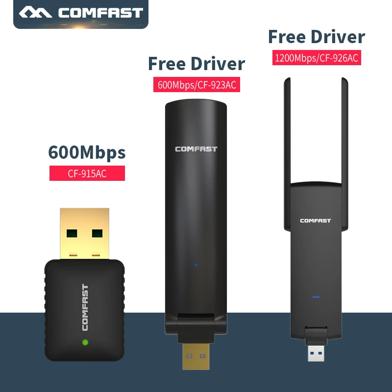 COMFAST usb wifi Adapter 600mbps USB2.0 -1200mbps Free driver 2.4Ghz +5 Ghz Dual-Band wi-fi Adapter AC wifi dongle Network Card
COMFAST usb wifi Adapter 600mbps USB2.0 -1200mbps Free driver 2.4Ghz +5 Ghz Dual-Band wi-fi Adapter AC wifi dongle Network Card