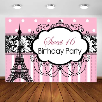 Sweet 16th Party Backdrop Birthday Pink Decoration Sixteen Girl Paris Eiffel Tower Birthday Photo Background Photocall
Sweet 16th Party Backdrop Birthday Pink Decoration Sixteen Girl Paris Eiffel Tower Birthday Photo Background Photocall