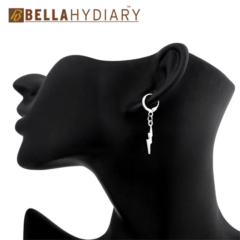 Trendy Europe Flashing Lightning Hoop Earrrings Female Gold Silver Simple Women Jewelry Statement Pendant Charms Small Earring