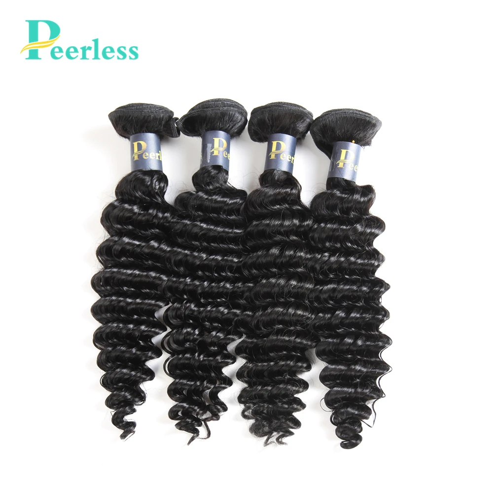 

PEERLESS Virgin Hair Weave Peruvian Deep Wave 4 Bundle Deals Natural Color 100% Raw Human Hair Extensions Free Shipping