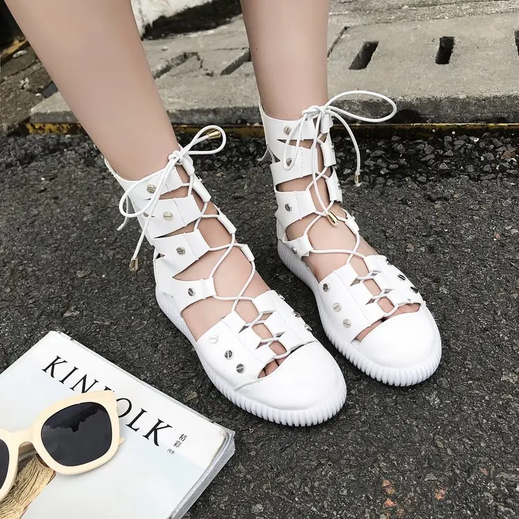 Summer Fashion Women 2019 Flat Ankle Sandals Boots Thick Bottom Back Zipper White Color Street Style Comfortable Round Toe Shoes
Summer Fashion Women 2019 Flat Ankle Sandals Boots Thick Bottom Back Zipper White Color Street Style Comfortable Round Toe Shoes