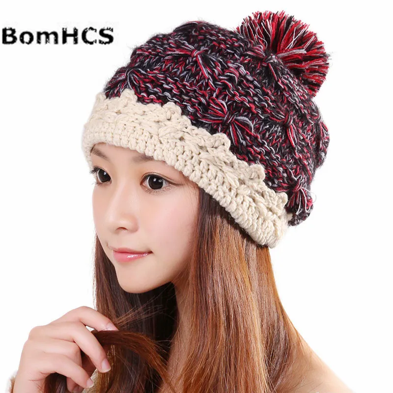 

BomHCS Fashion Women Knit Crochet Beanie Beret Baggy Hat Winter Warm Ski Cap Ear Muff Knitted Hat