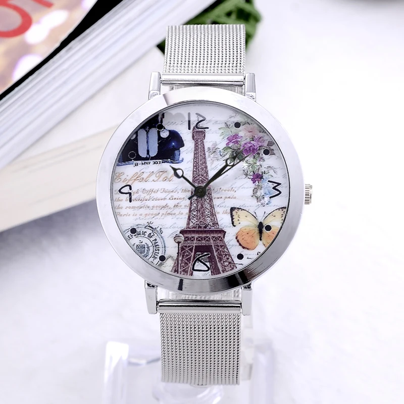 Women Watch New Classical Eiffel Tower Plant Flower Quartz Wristwatch Fashion Stainless Steel Elegant ladies Clock Reloj Mujer
Women Watch New Classical Eiffel Tower Plant Flower Quartz Wristwatch Fashion Stainless Steel Elegant ladies Clock Reloj Mujer