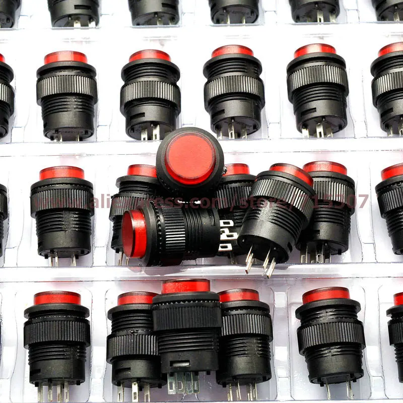 PHISCALE 20pcs push button switch R16-503BD 16mm round shape non locking with red light 250v 3A 4pins
PHISCALE 20pcs push button switch R16-503BD 16mm round shape non locking with red light 250v 3A 4pins