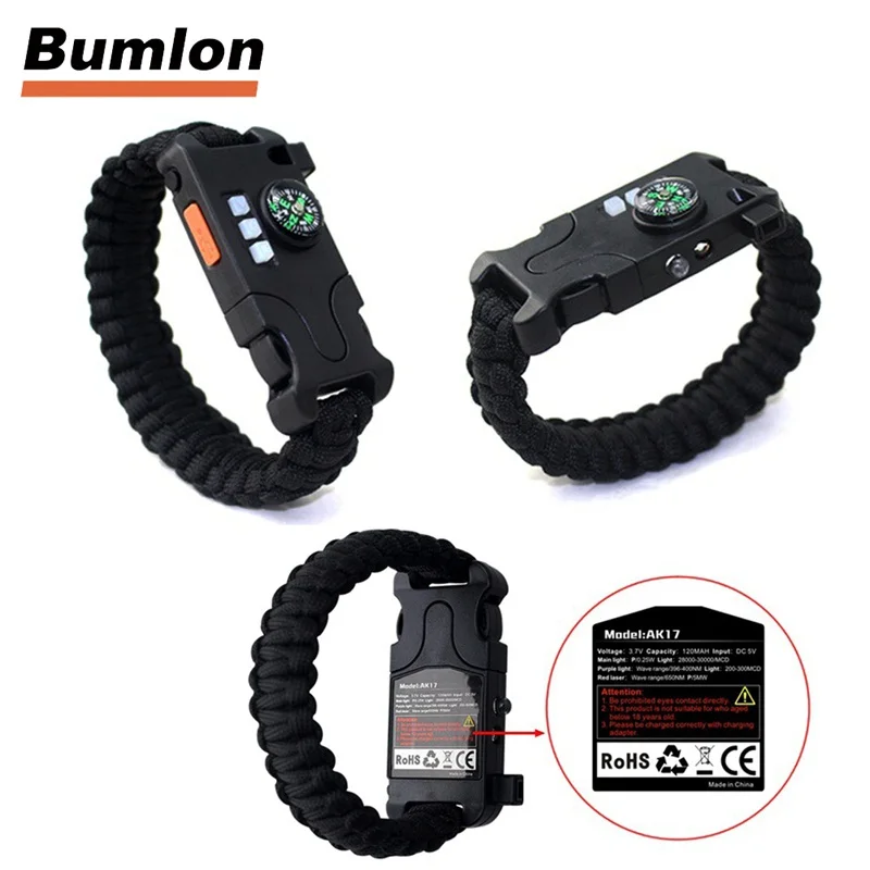7-in-1 Outdoor Multifunction Survival Bracelet Paracord with Laser Flashlight Compass Expandable Hand Strap Rope Chain 21-0040
7-in-1 Outdoor Multifunction Survival Bracelet Paracord with Laser Flashlight Compass Expandable Hand Strap Rope Chain 21-0040