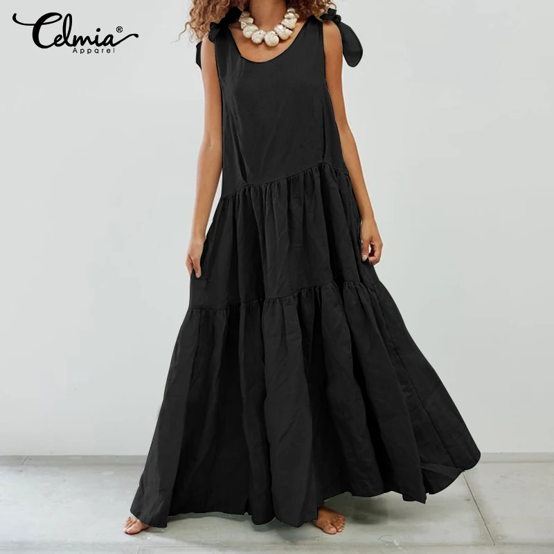 Women Summer Maxi Long Dress 2019 Celmia Straps Sleeveless Sexy Sundress Casual Baggy Ruffle Swing Party Robe Vestidos Plus Size
Women Summer Maxi Long Dress 2019 Celmia Straps Sleeveless Sexy Sundress Casual Baggy Ruffle Swing Party Robe Vestidos Plus Size