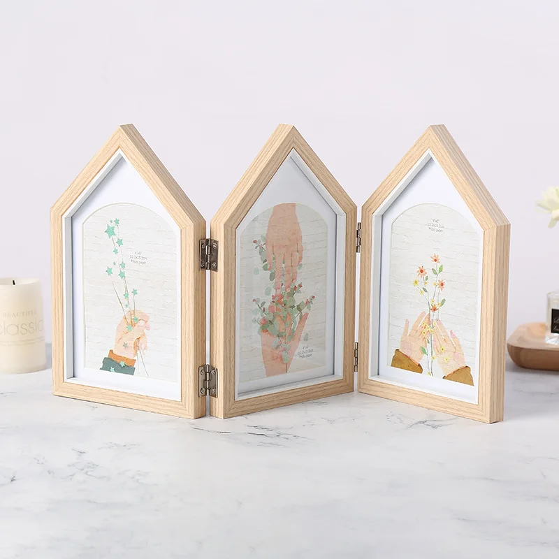 Roof Type Korean Wooden Picture Frame Jewelry Shop Student Gift Folding Photo Frame Home Crafts Decoration
Roof Type Korean Wooden Picture Frame Jewelry Shop Student Gift Folding Photo Frame Home Crafts Decoration