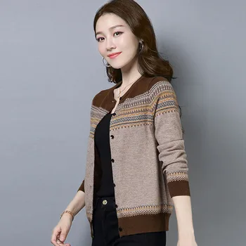 Short Women Fall Knitted Cardigan O-Neck Ladies Long Sleeved Sweater Fashion Knit Warm Striped Cardigans Female Knitwear
Short Women Fall Knitted Cardigan O-Neck Ladies Long Sleeved Sweater Fashion Knit Warm Striped Cardigans Female Knitwear