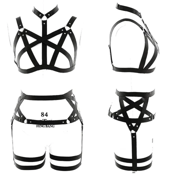 Women Cut Out Black Full Body Harness Bondage Body Caged Bra Sexy Lingerie Gothic Dance Halloween Tops Pentagram Garter Belt Set
Women Cut Out Black Full Body Harness Bondage Body Caged Bra Sexy Lingerie Gothic Dance Halloween Tops Pentagram Garter Belt Set